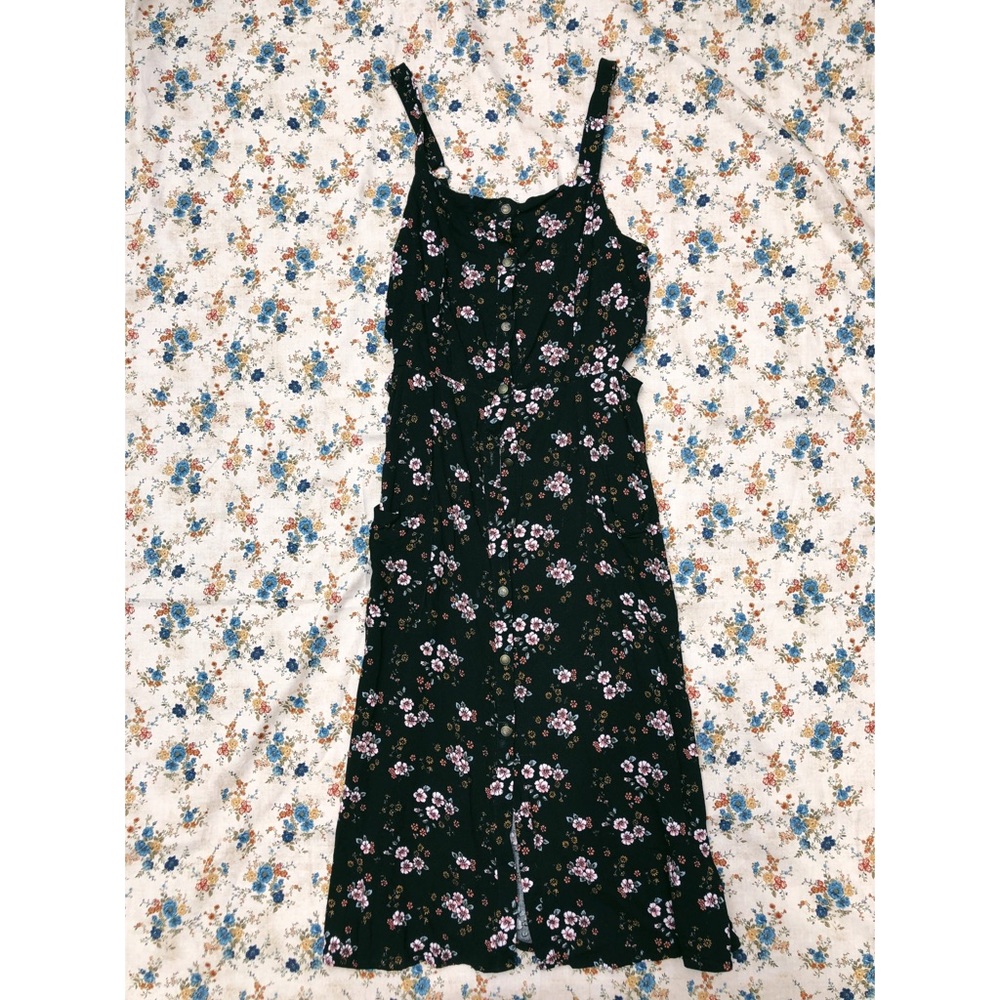 Floral Midi Dress with Side Cutouts